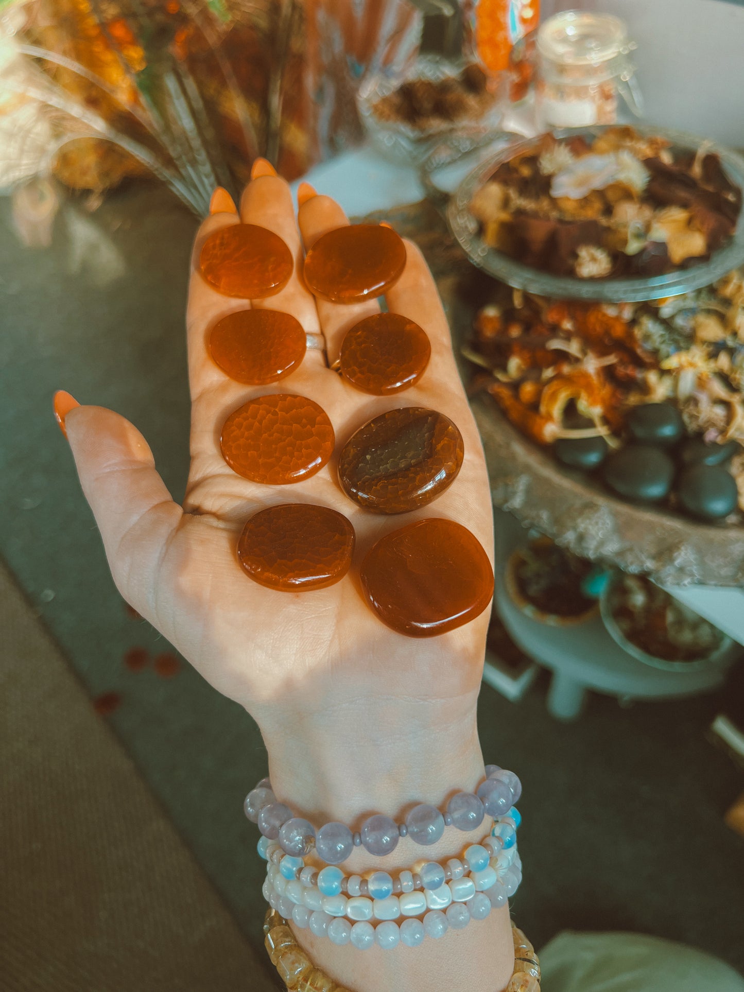 Fire Agate tumbled coin