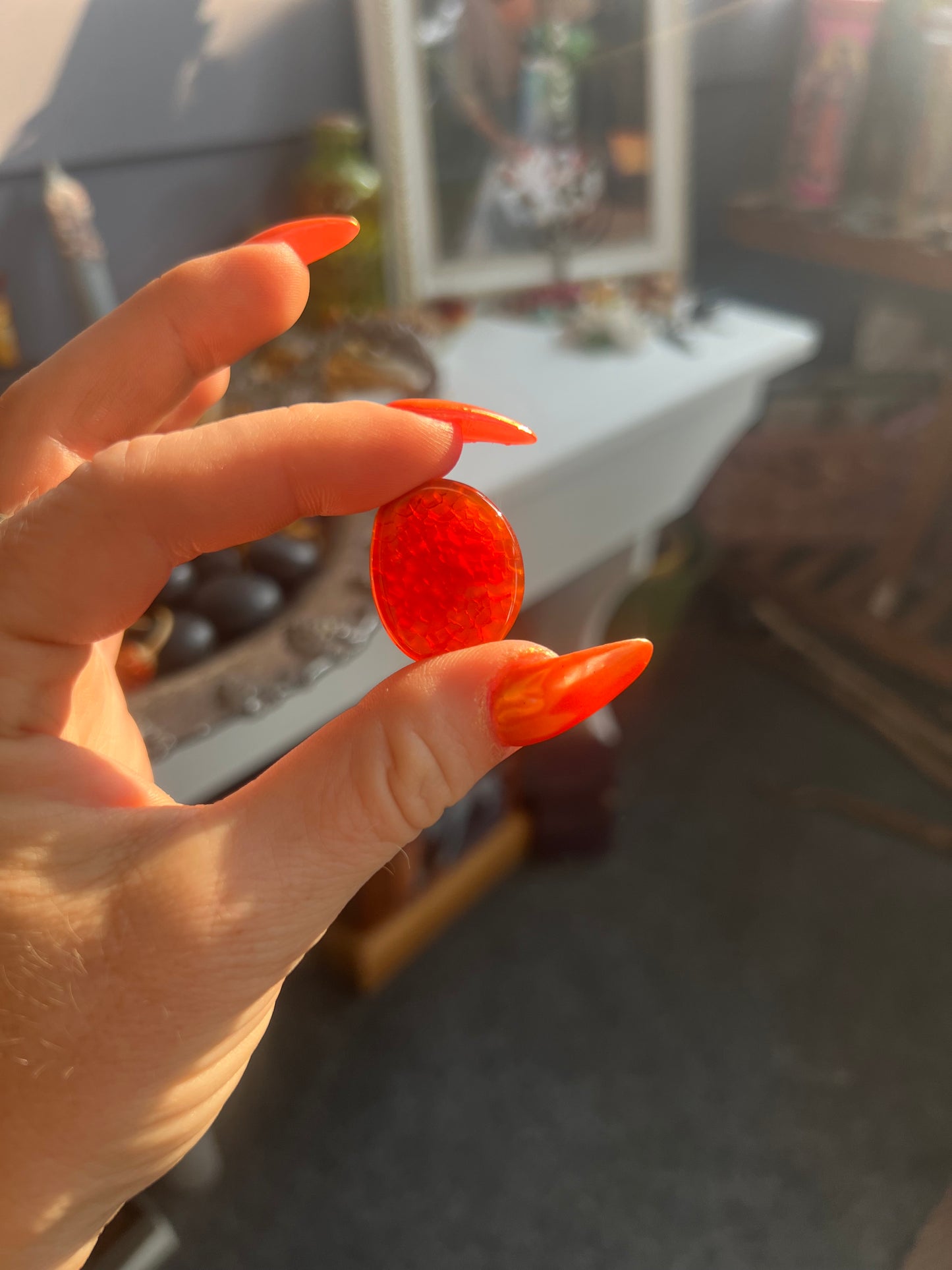 Fire Agate tumbled coin